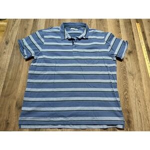 Goodthreads Shirt Men's XXL Blue Grey Green Black Striped 1/4 Button Collared